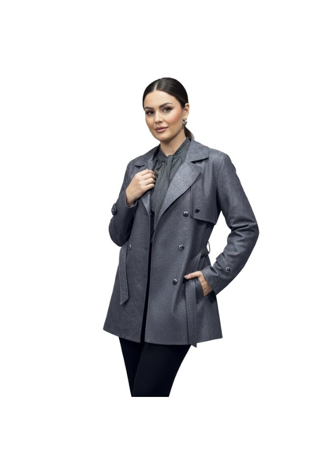 Smoky Egypt Smoky Suede Double-Breasted Jacket-Gray - Image 1